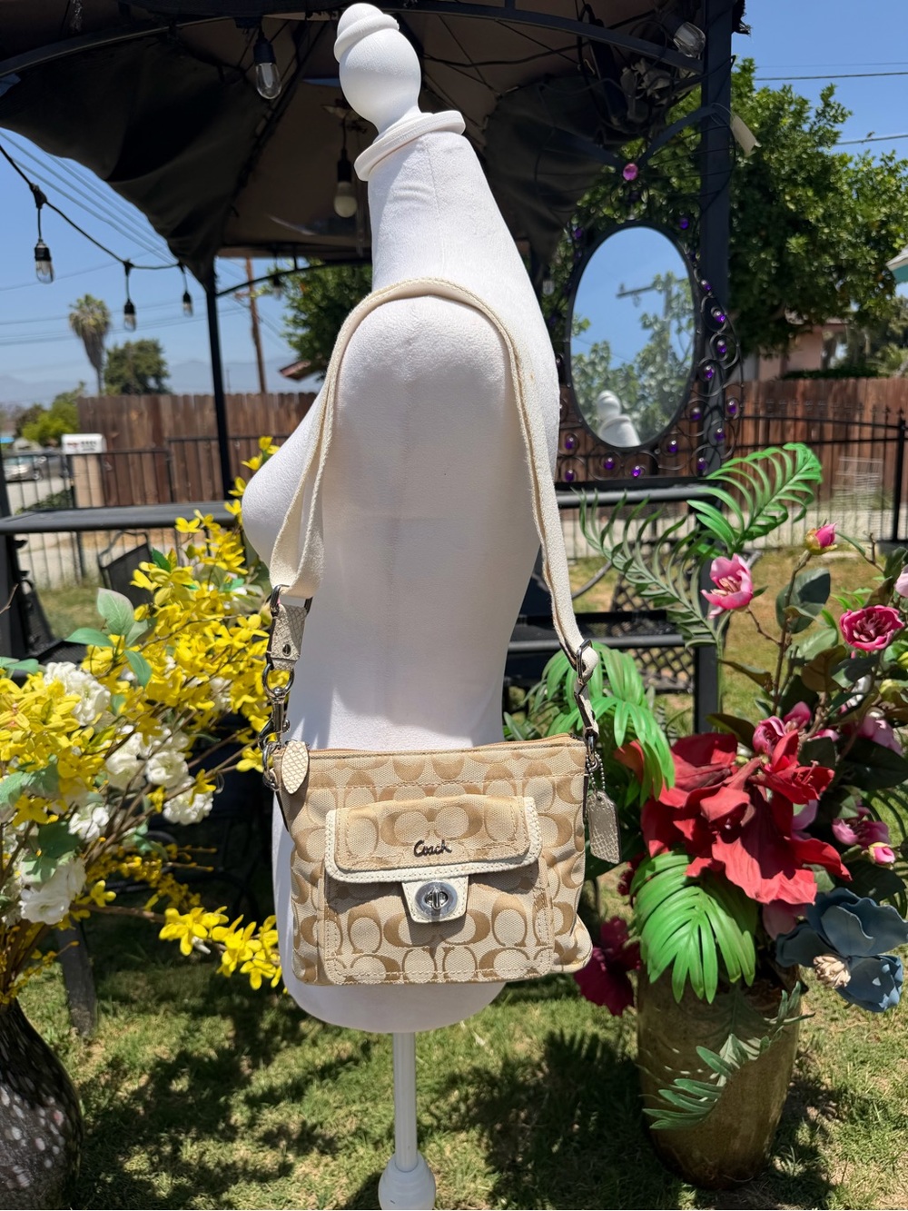 Coach Tan Signature Canvas Crossbody Bag